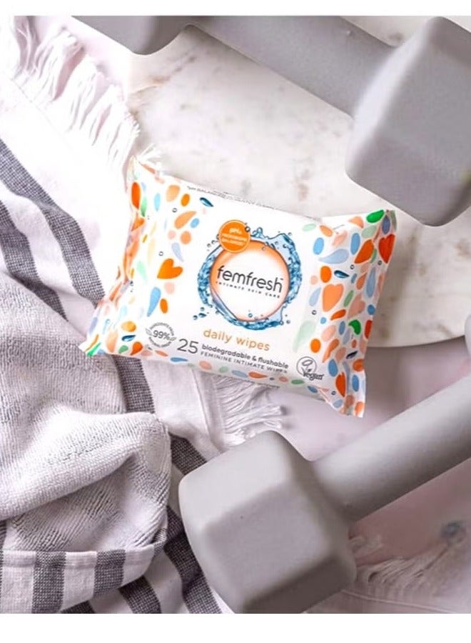 فيم فريش مناديل يومية 25 منديلًا قابلة للتحلل الحيوي وقابلة للتصريف للنساء - Image 4