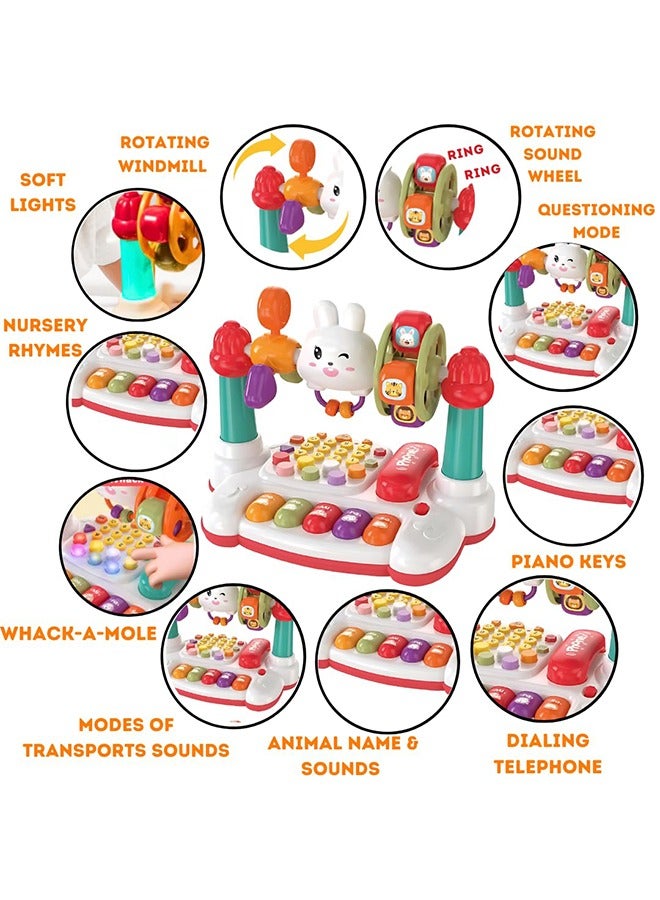 10 in 1 Musical Toddler Toys, Baby Montessori Developmental Toy Fine Motor Skills, Piano Animal Vehicle Whack-A-Mole Telephone Educational Learning Interactive Busy Toy for 1 2 3 4 Year Girl Boy Gift  - Image 2