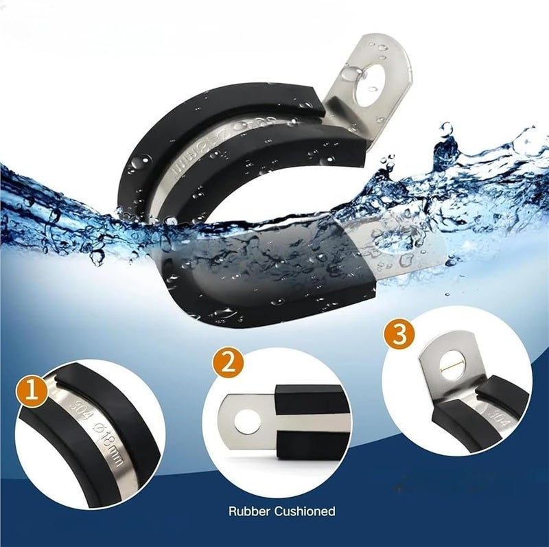 مجموعة مشابك كابلات من الفولاذ المقاوم للصدأ 25 قطعة 5 مقاسات للأنابيب والأسلاك السيارات - Image 5