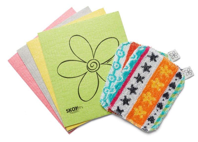 Skoy Bundle 2Pack Scrub and 4Pack Swedish Dishcloth Reusable Cleaning Products for Kitchen and Household PlanetFriendly Dishwasher Safe Soft Scrub Monochromatic Colors