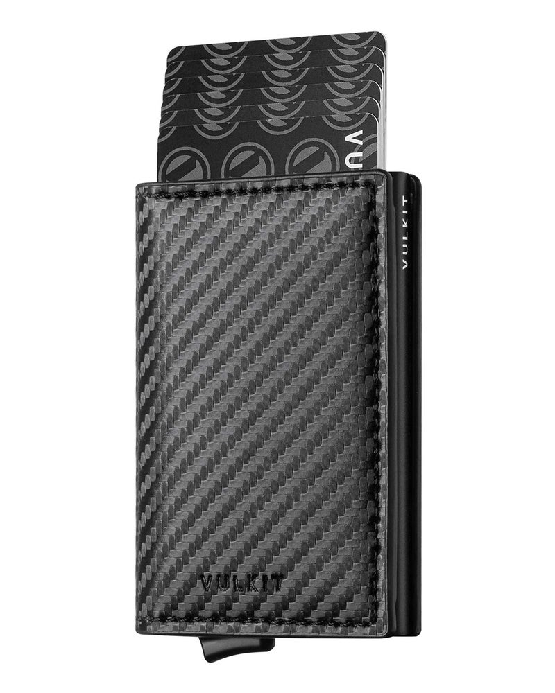 VULKIT VULKIT Credit Card Holder RFID Blocking Leather Automatic Pop Up Wallet Aluminum Slim Pocket Bifold Business Card Case  - Image 1