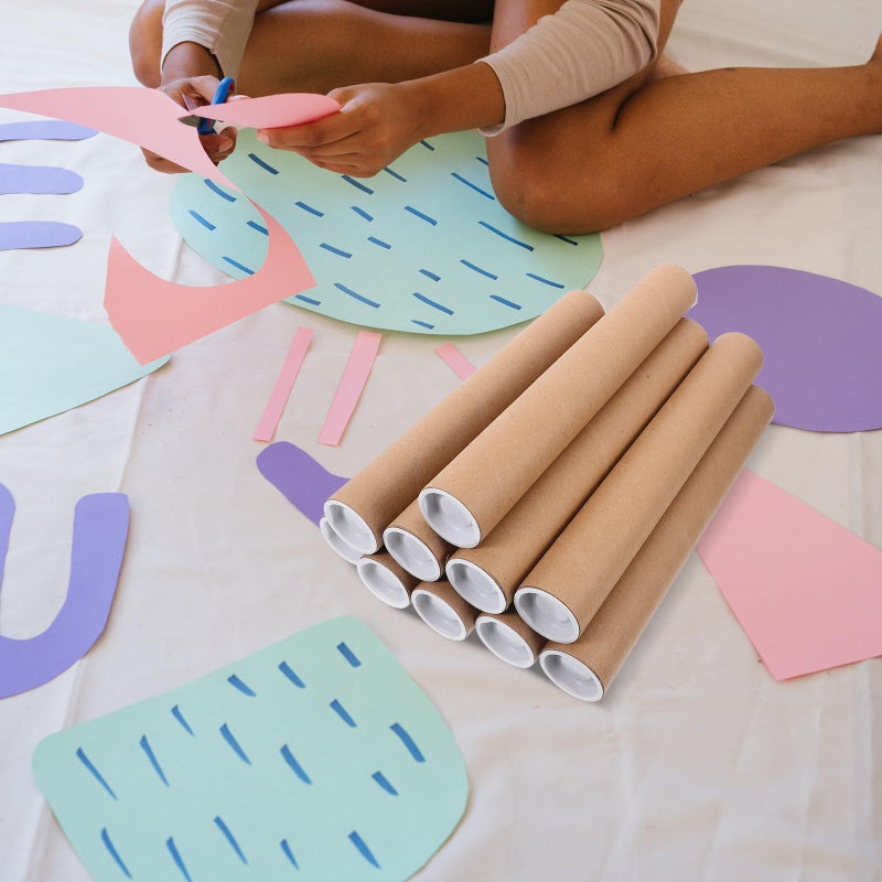 Reusable Kraft Paper Mailing Tubes 1 5 Inch X 12 Inch With Caps 10 Pack For Posters Artwork Storage - Image 4