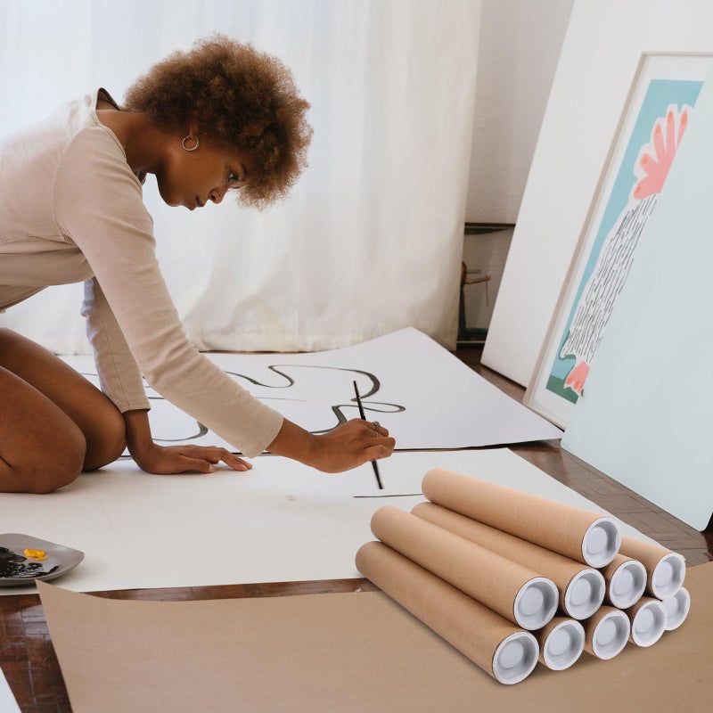 Reusable Kraft Paper Mailing Tubes 1 5 Inch X 12 Inch With Caps 10 Pack For Posters Artwork Storage - Image 5