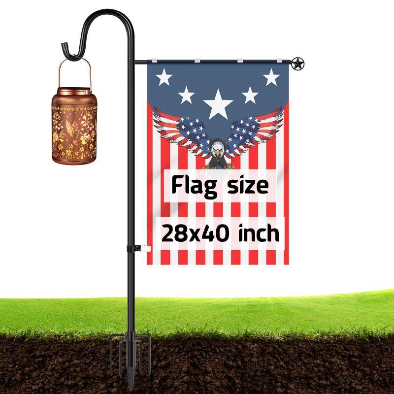 Ottsuls Garden Flag Stand, Heavy Duty Flag Pole Holder with Shepherd Hook for Yard Decoration, 60 INCH Sturdy Yard Flag Post Stake Outdoor Garden Flag Holder for 28''x40'' Flags (Without Flag) - Image 1