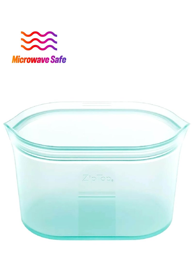 Zip Top Microwave and Dishwasher Safe BPA-Free Airtight Reusable Silicone Snack Container Green 946 ml 6037414 - Image 1