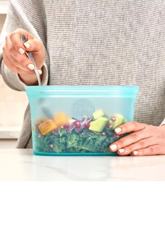Zip Top Microwave and Dishwasher Safe BPA-Free Airtight Reusable Silicone Snack Container Green 946 ml 6037414 - Image 3