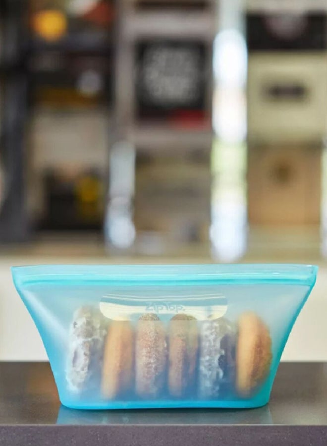 Zip Top Microwave and Dishwasher Safe BPA-Free Airtight Reusable Silicone Snack Container Green 946 ml 6037414 - Image 2