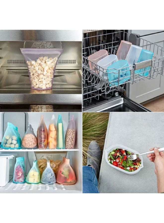 Zip Top Microwave and Dishwasher Safe BPA-Free Airtight Reusable Silicone Snack Container Green 946 ml 6037414 - Image 4