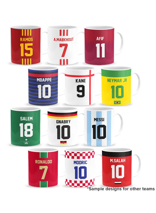 Stylizedd Designer Printed Coffee Mug with Heavy Duty Handle 11oz Ceramic Personalised Gift Mugs Cup [Microwave Safe & Dishwasher Proof] -Football Team - Uruguay  Player Name - E.Cavani - Image 2