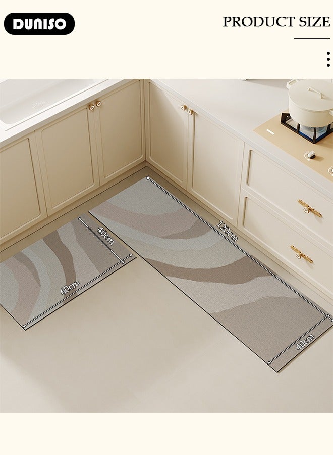 DUNISO طقم سجادات ومشايات مطبخ 2 قطعة، سجادة واقفة ثقيلة غير قابلة للانزلاق، سجادة أرضية سريعة الجفاف من طين الدياتوم، سجادات أرضية فائقة النعومة وامتصاص للمطبخ، الحمام، المكتب، وغسيل الملابس (40*60 سم + 40*120 سم) - Image 4