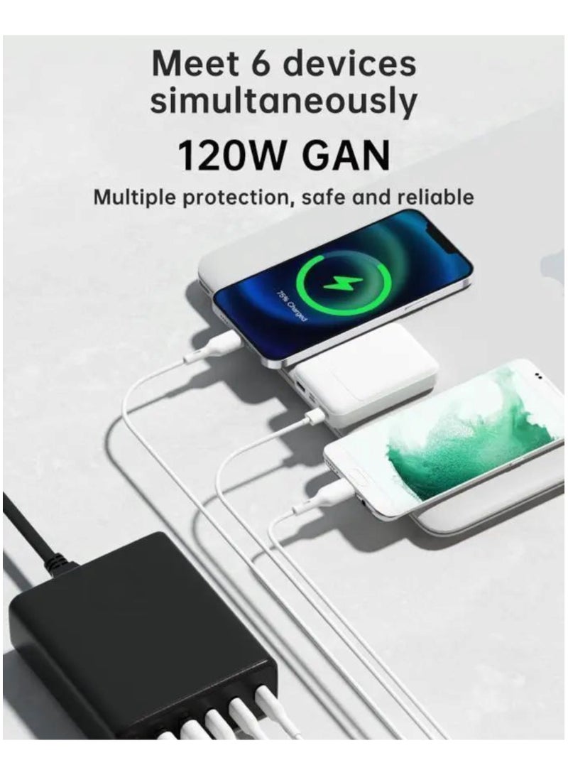 VENDIX Universal Travel Adapter, 5V/3A International Power Adaptor with 3 USB & 3 Type-C Fast Charging, Multi-Nation Compatible US/UK/EU/AU, BLACK By SP - Image 3