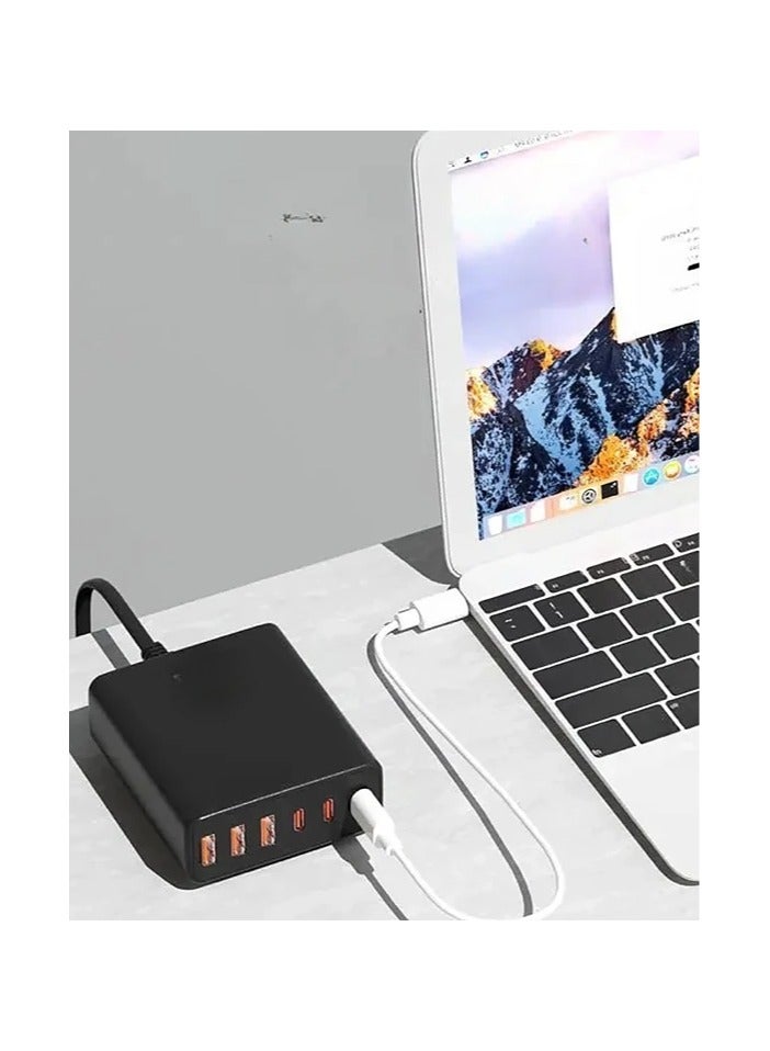 VENDIX Universal Travel Adapter, 5V/3A International Power Adaptor with 3 USB & 3 Type-C Fast Charging, Multi-Nation Compatible US/UK/EU/AU, BLACK By SP - Image 2