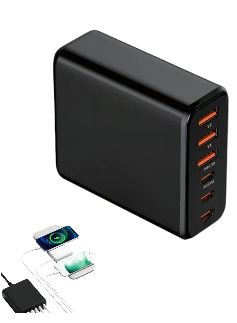 VENDIX Universal Travel Adapter, 5V/3A International Power Adaptor with 3 USB & 3 Type-C Fast Charging, Multi-Nation Compatible US/UK/EU/AU, BLACK By SP - Image 1