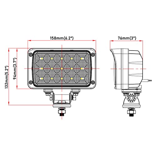 Lightronic 4x6 inch Rectangular Off-Road LED Work Light, Super Bright 6000K Cool-White, Wide Flood Beam for Trucks & Tractors, Plug & Use DT Connector, IP68 Waterproof/Dustproof, 12V/24V DC, 2-Pack - Image 2