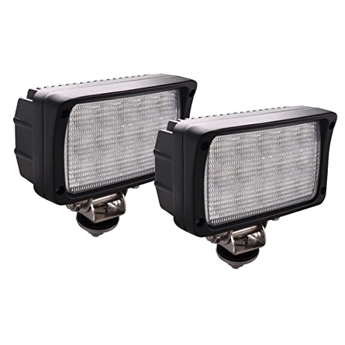 Lightronic 4x6 inch Rectangular Off-Road LED Work Light, Super Bright 6000K Cool-White, Wide Flood Beam for Trucks & Tractors, Plug & Use DT Connector, IP68 Waterproof/Dustproof, 12V/24V DC, 2-Pack - Image 1
