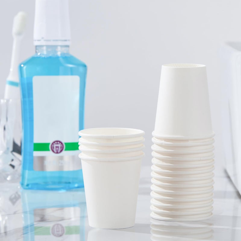 SIUQ 300 Pack 5 oz Paper Cups, White Disposable Paper Cups, Small Bathroom Mouthwash Cups, Hot/Cold Drinking Cup for Bathroom, Home, Party, Office, Picnic, Travel - Image 2