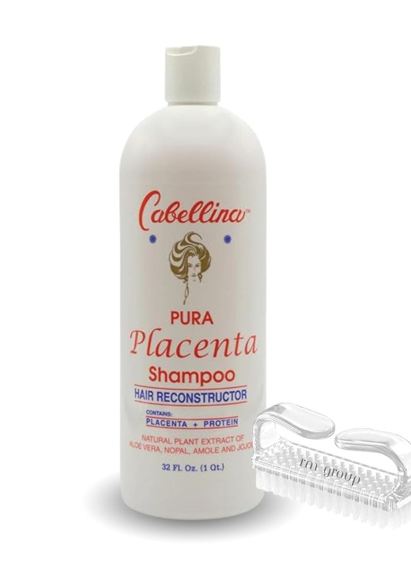 Cabellina Cabellina Reconstructor Shampoo with Proteins, Keratin Amino Acids & Natural Oils. Includes Root Brush - 32 fl oz - PURA PLACENTA (1 Count)  - Image 1