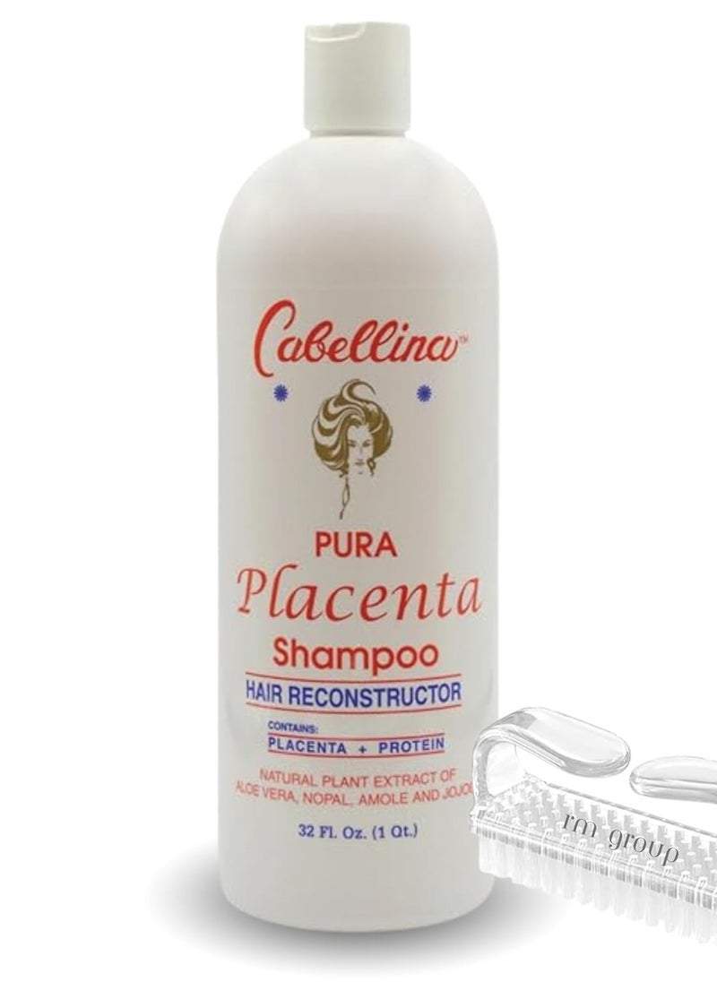 Cabellina Cabellina Reconstructor Shampoo with Proteins, Keratin Amino Acids & Natural Oils. Includes Root Brush - 32 fl oz - PURA PLACENTA (1 Count)  - Image 5