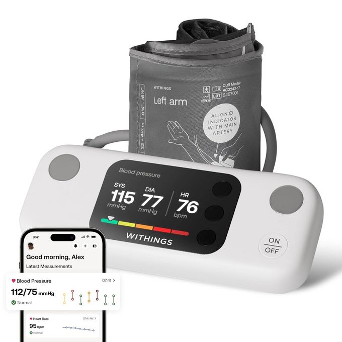 Withings BPM Vision Smart Arm Blood Pressure Monitor FDACleared Easytouse Accurate Systolic Diastolic Measurements Wide Range Cuff WiFi Bluetooth iOS Android FSAHSA - Image 1