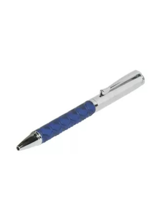 إف اي أس  أقلام فضية من FIS مع غلاف PU إيطالي منقوش وصندوق هدايا، لون أزرق