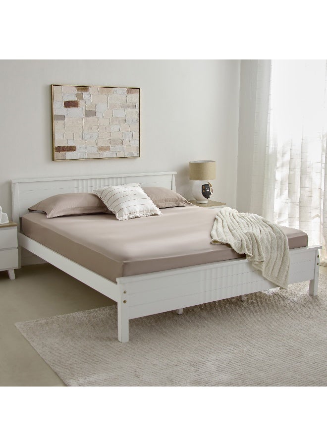 Home Box Opulent Luxe Cotton Solid Queen Fitted Sheet - 150x200+40 cm - Image 1