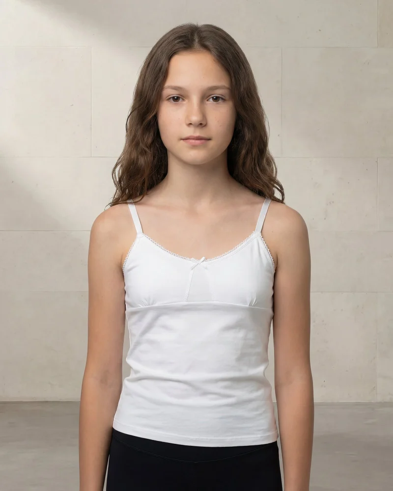 Redtag Senior Girls Beige and White and 2-Pack Vests