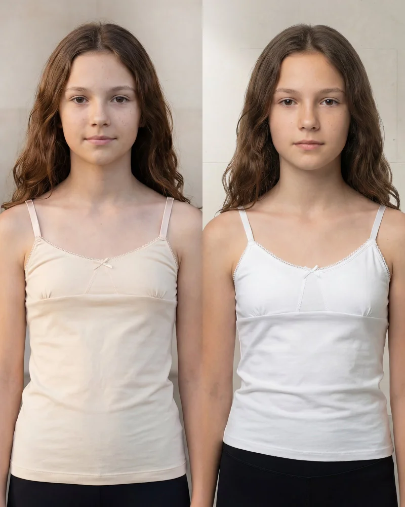 Redtag Senior Girls Beige and White and 2-Pack Vests