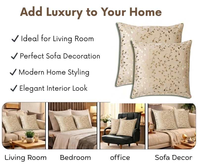 RD TREND® Premium Velvet Cushion Covers Set of 5 | Soft Decorative Throw Pillow Covers for Sofa, Bed & Living Room | Cushion Cover 16 inch x 16 inch (40x40 cm) Cream Caramel - Image 3