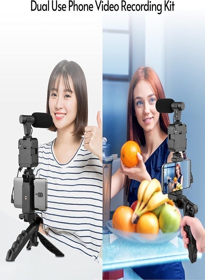 PLOKAMA PK-773 Video Vlogger Kit Microphone LED Fill Light Mini Tripod for Phone Vlog Video Recording - Image 4