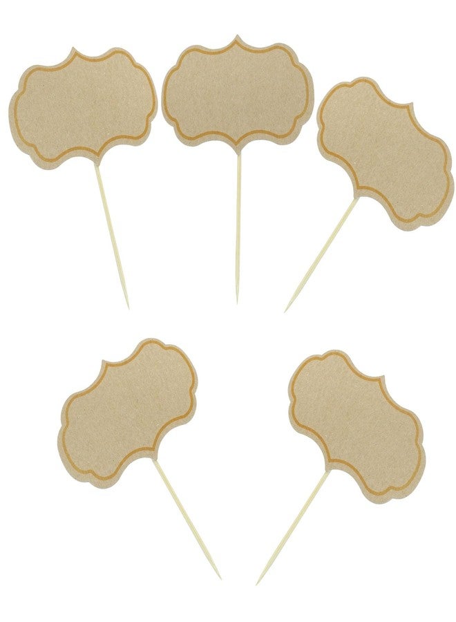 Verkelly 50 Pcs Cheese Markers, Buffet Labels Food Tags Blank Toothpick Flags Food Labels Appetizer Signs Cupcake Toppers Picks(Brown) - Image 3