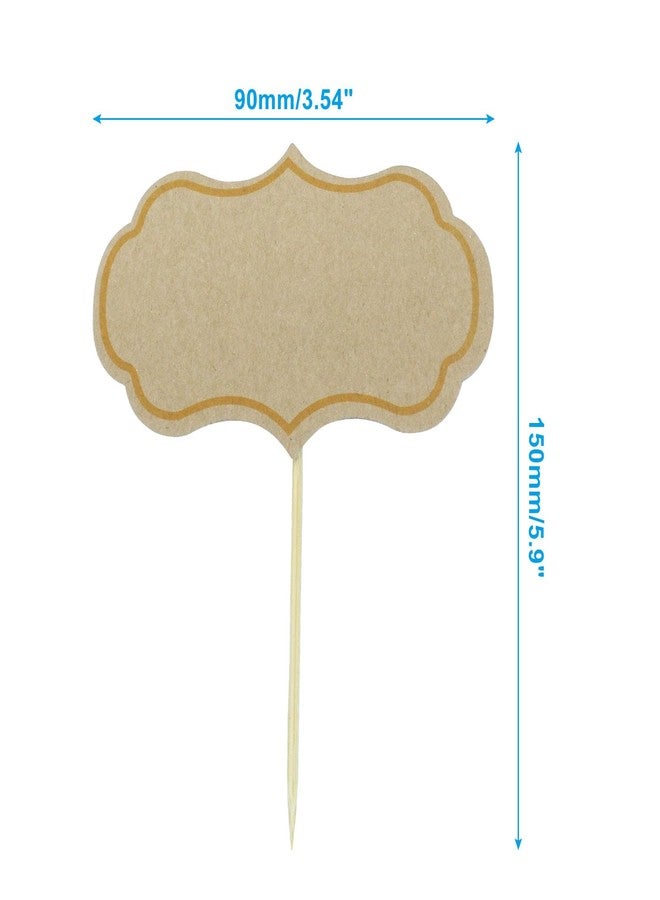 Verkelly 50 Pcs Cheese Markers, Buffet Labels Food Tags Blank Toothpick Flags Food Labels Appetizer Signs Cupcake Toppers Picks(Brown) - Image 2