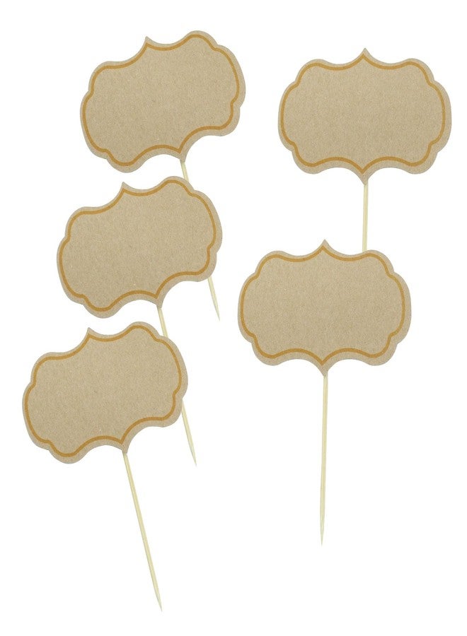 Verkelly 50 Pcs Cheese Markers, Buffet Labels Food Tags Blank Toothpick Flags Food Labels Appetizer Signs Cupcake Toppers Picks(Brown) - Image 4