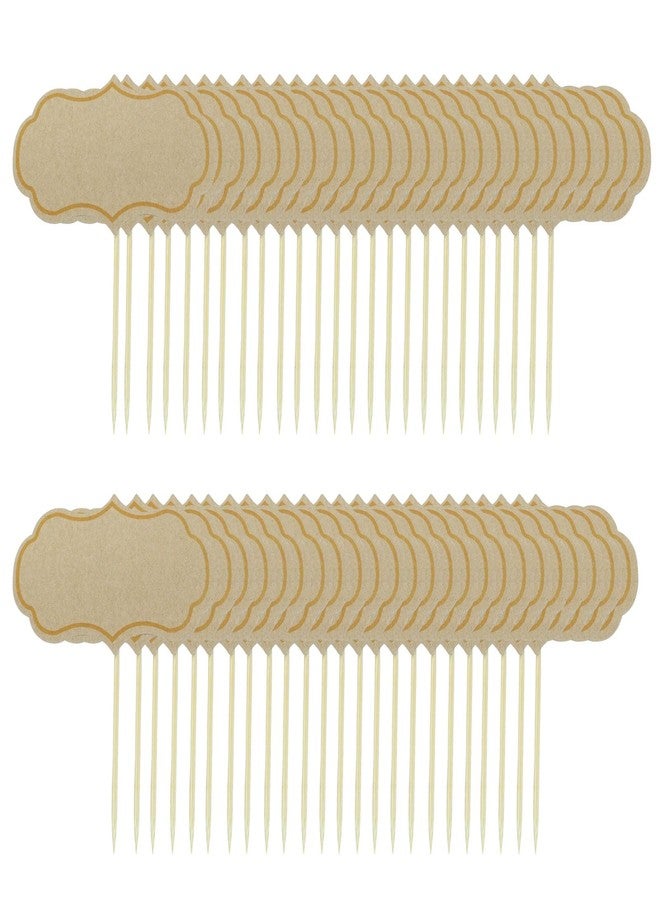 Verkelly 50 Pcs Cheese Markers, Buffet Labels Food Tags Blank Toothpick Flags Food Labels Appetizer Signs Cupcake Toppers Picks(Brown) - Image 1