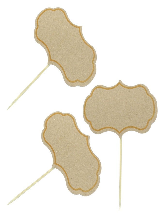 Verkelly 50 Pcs Cheese Markers, Buffet Labels Food Tags Blank Toothpick Flags Food Labels Appetizer Signs Cupcake Toppers Picks(Brown) - Image 5