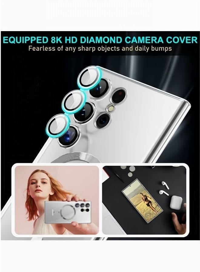Bobo Samsung Galaxy S24 Ultra Case Support MagSafe Wireless Charging Thin Transparent Flexible Soft TPU Camera Lens Protector Shockproof Magnetic Cover - Image 3