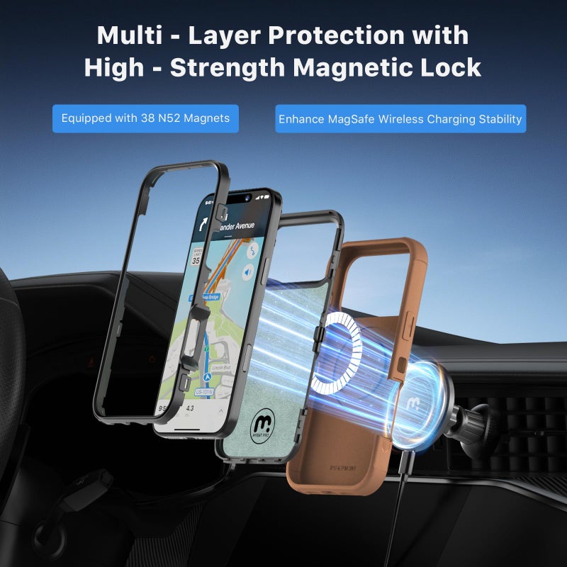M MYBAT PRO for iPhone 17 Pro Max Case, Magnetic Phone Case for iPhone 17 Pro Max,[Compatible with magsafe],Heavy Duty Protection Rugged Case,Shockproof Coverï¼ˆNo Screen Protectorï¼‰ Brown - Image 2