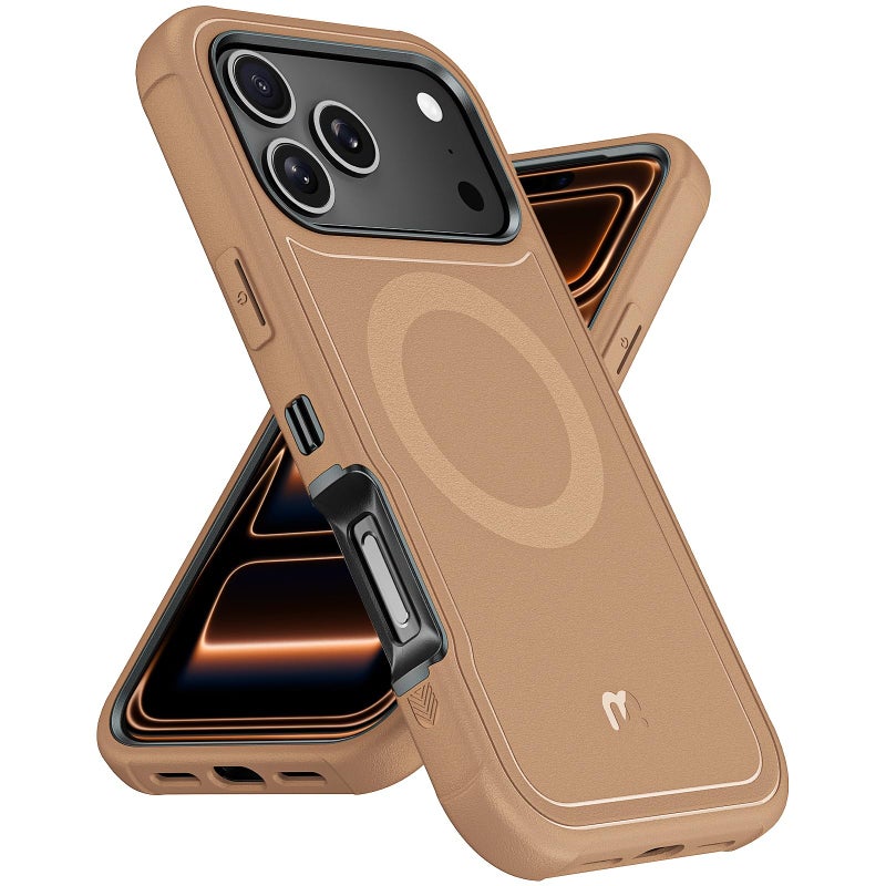 M MYBAT PRO for iPhone 17 Pro Max Case, Magnetic Phone Case for iPhone 17 Pro Max,[Compatible with magsafe],Heavy Duty Protection Rugged Case,Shockproof Coverï¼ˆNo Screen Protectorï¼‰ Brown - Image 1