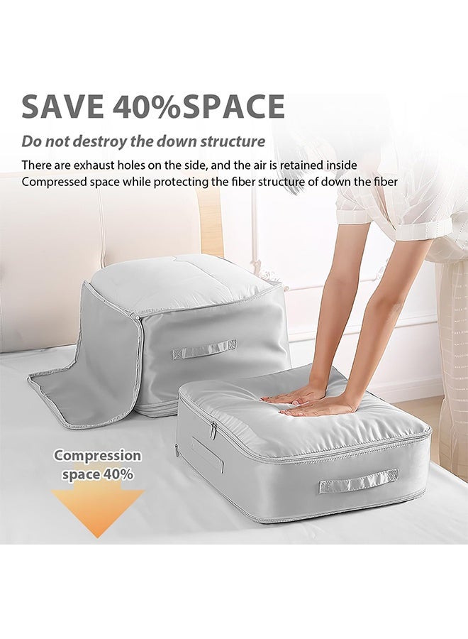 Ant Ultra Space Saving Self Compression Organizer, Heavy Duty Moving Bags, Storage Tote for Space Saving, Self Compressing Moving Clothes Organizer Bags for Comforters Clothes Bedding (Grey, X-Large)  - Image 2