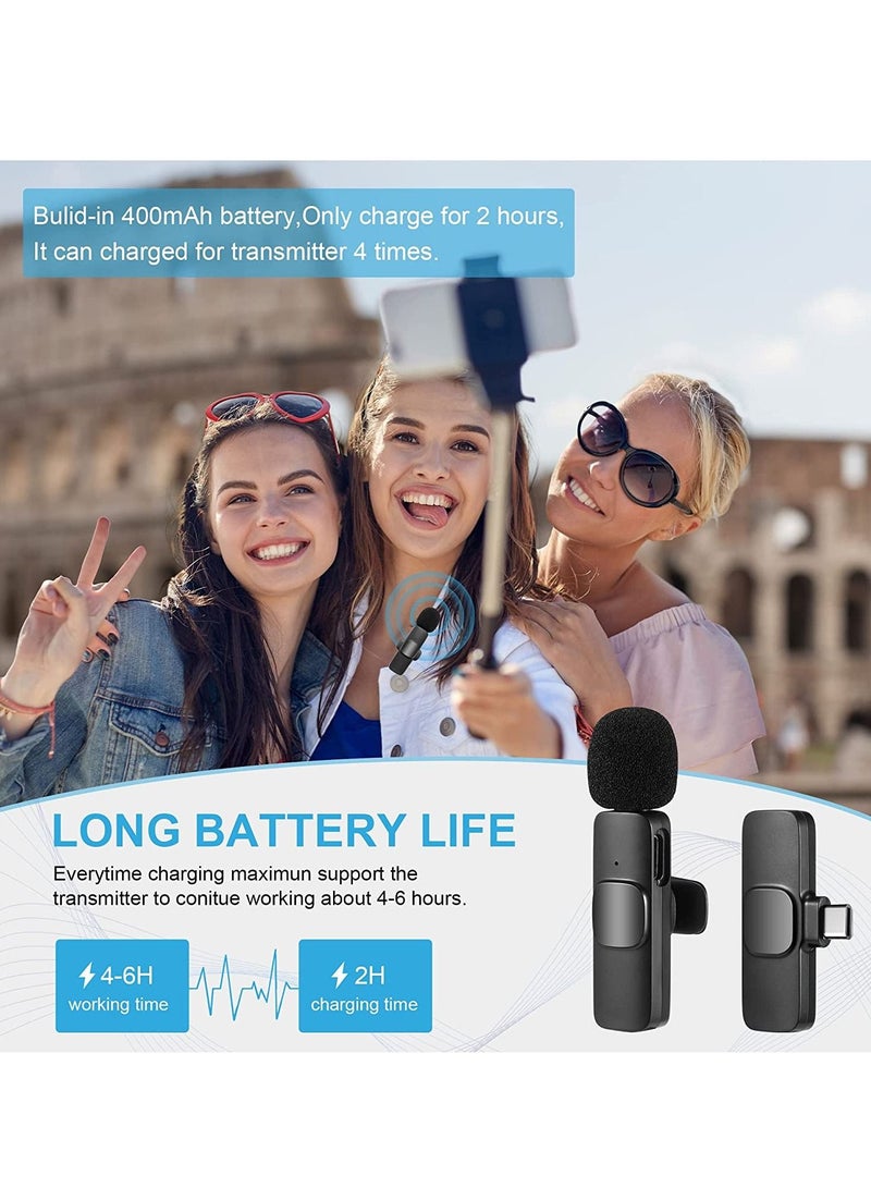 Wireless Lavalier Microphone for Type-C Phone, Plug-Play Wireless Mic with 2 Microphone for USB-C Android Phone Video Recording, Interview, Vlog, Auto Sync and Noise Reduction - Image 3