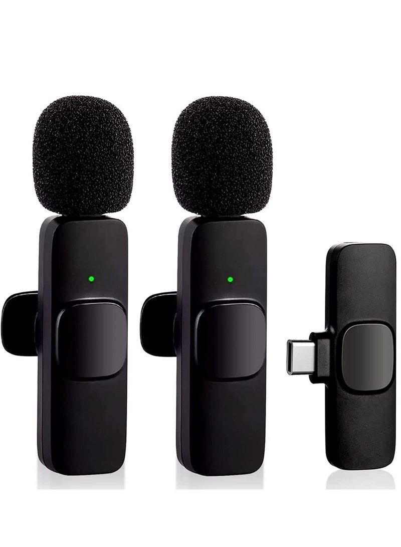 Wireless Lavalier Microphone for Type-C Phone, Plug-Play Wireless Mic with 2 Microphone for USB-C Android Phone Video Recording, Interview, Vlog, Auto Sync and Noise Reduction - Image 1