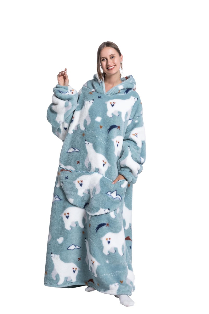 Capecage Blanket Hoodie, Long Hooded Blanket Sweatshirt as Birthday Gifts for Women Men, Long Wearable Blanket for Men Women,Bear Hoodie Blankets for Women Men - Image 1