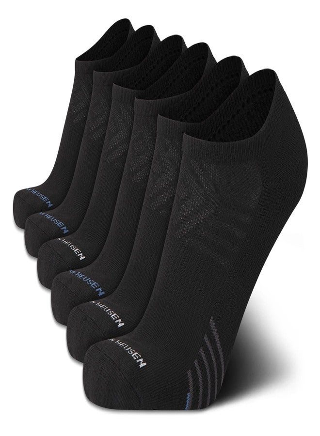 Van Heusen Mens Low Cut Socks - 6 Pack Moisture Wicking Cushioned Athletic No Show Socks for Men, Size 6-12.5, Coal Black - Image 1