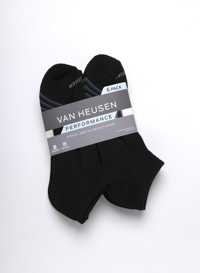 Van Heusen Mens Low Cut Socks - 6 Pack Moisture Wicking Cushioned Athletic No Show Socks for Men, Size 6-12.5, Coal Black - Image 2