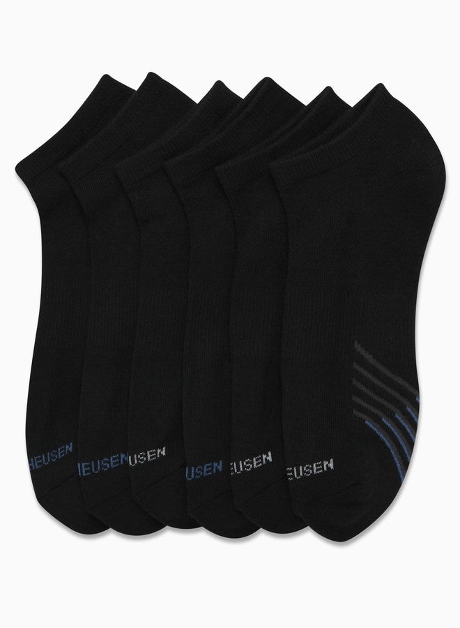 Van Heusen Mens Low Cut Socks - 6 Pack Moisture Wicking Cushioned Athletic No Show Socks for Men, Size 6-12.5, Coal Black - Image 4