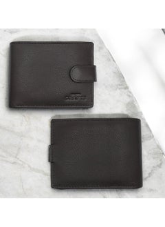 MARIO DRAFTS Mens Genuine Leather Button Wallet, Dark Brown  - Image 4
