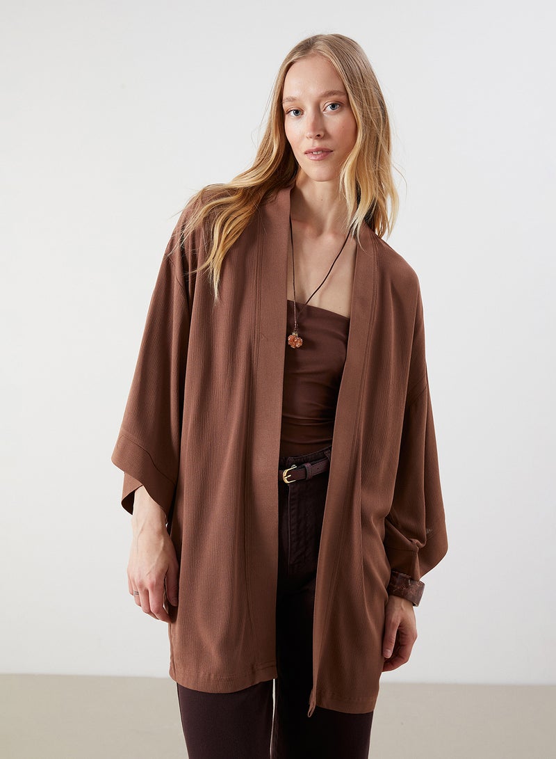 LC WAIKIKI Shawl Collar Textured Oversize Women's Kimono - Image 2