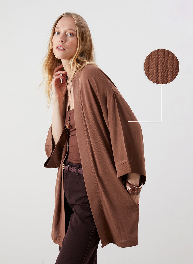 LC WAIKIKI Shawl Collar Textured Oversize Women's Kimono - Image 1