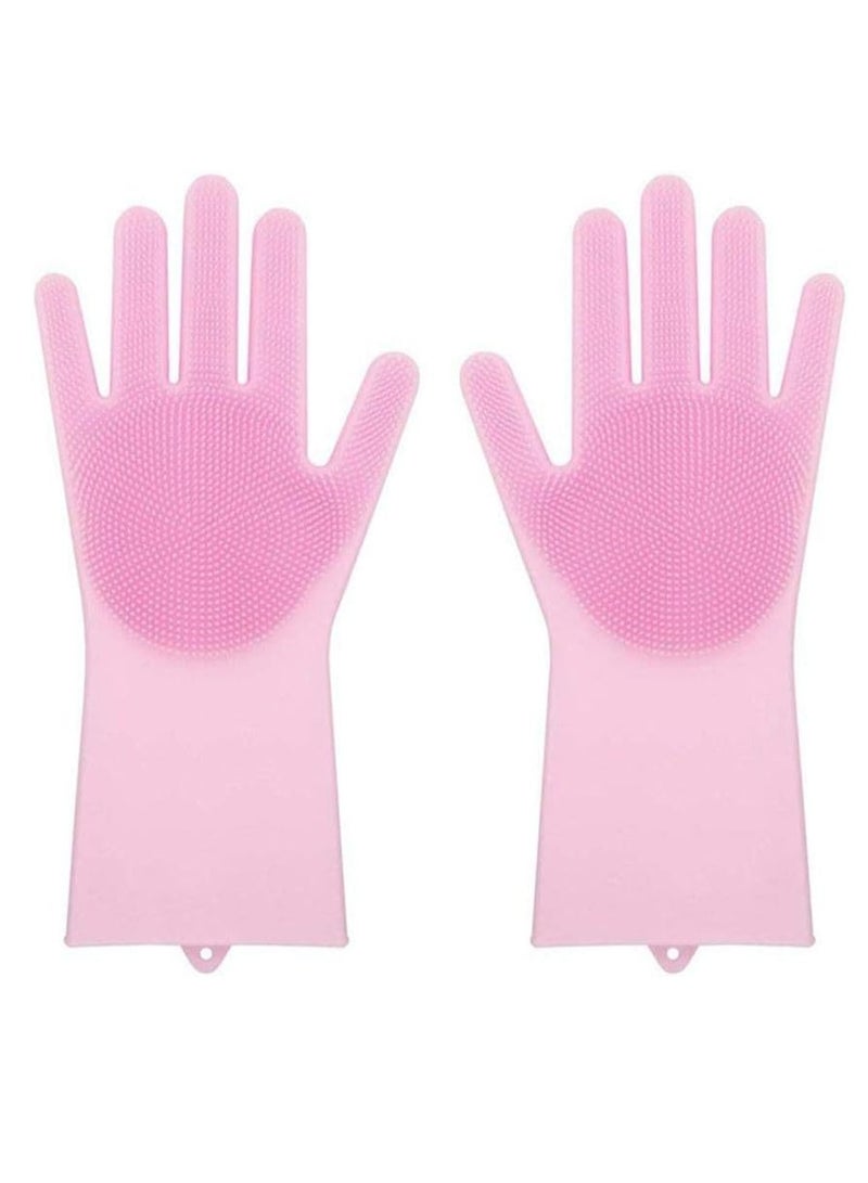 Magic Silicone Gloves with Washing Sponge Pink 35.7 - Image 2