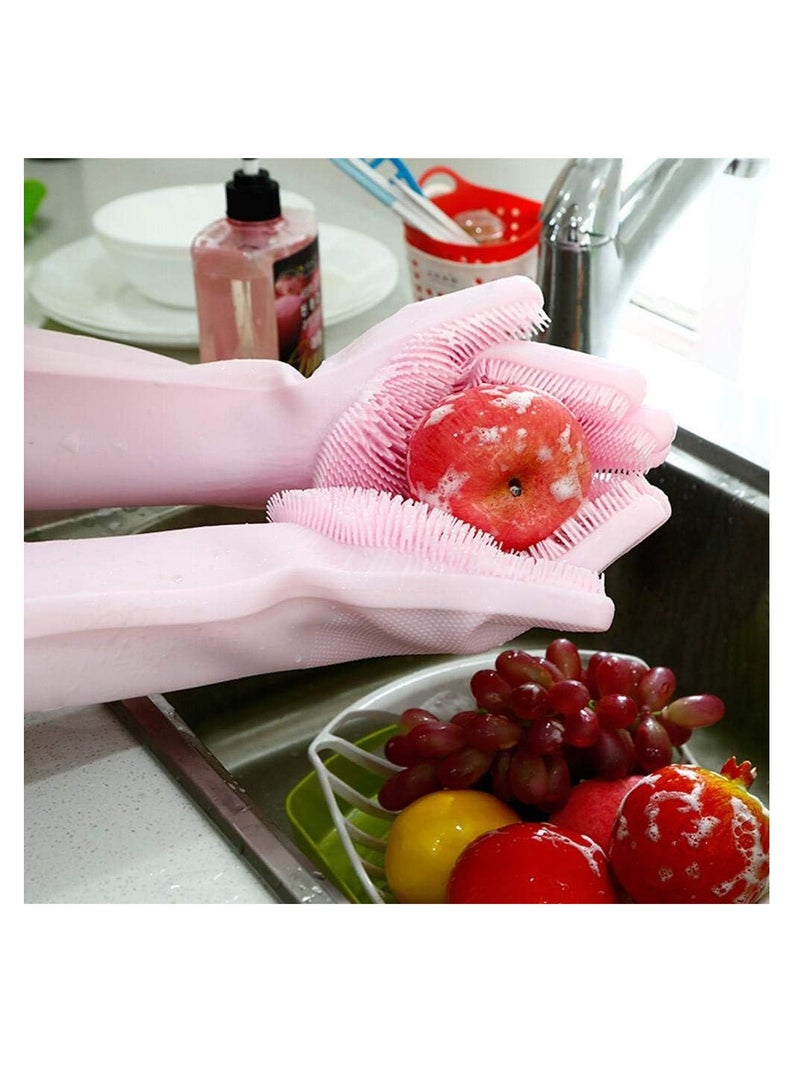 Magic Silicone Gloves with Washing Sponge Pink 35.7 - Image 3