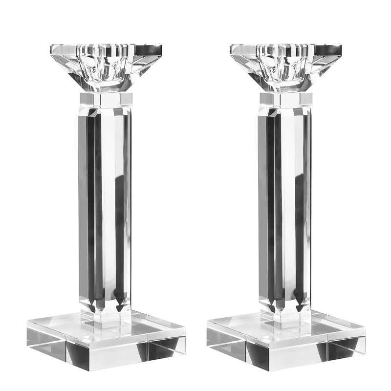 kitCom Crystal Candle Holders Set of 2 827 Tall Crystal Candlestick Holders Candlestick Holders Taper Candle Holders for Table Wedding Housewarming Gifts Decor